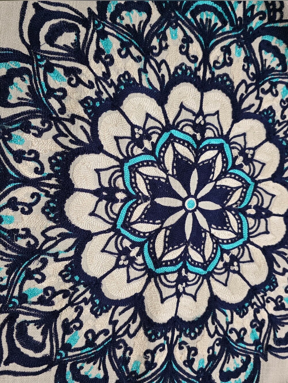 Kim Seybert Embroidered Mandala Pillow Cover Coastal Boho Ethereal Intricate